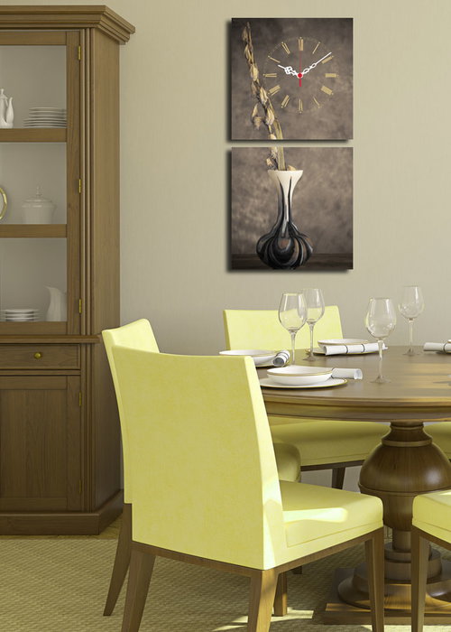 Wallity Conjunto de 2 Relojes de Pared Decorativos de Lienzo Multicolor Wallity Conjunto de 2 Relojes de Pared Decorativos de Lienzo Multicolor